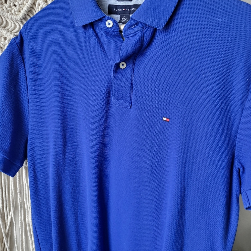 Tommy Hilfiger Royal Blue Short Sleeve Preppy Basic Polo Shirt - Picture 4 of 12